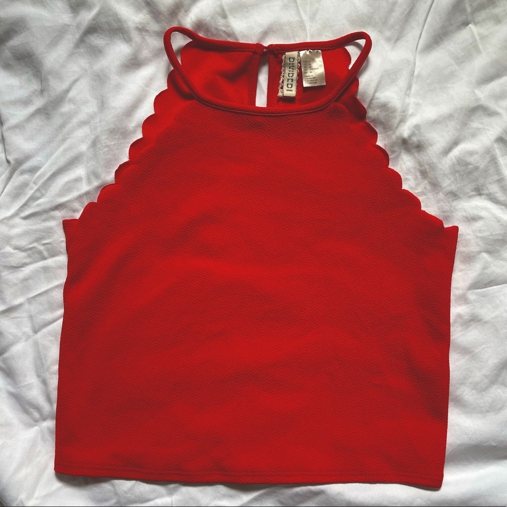 H&M Divided Cropped Scalloped Top